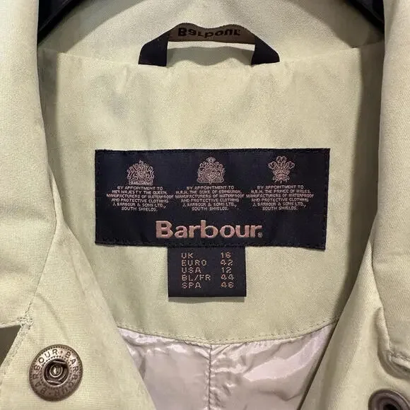 Vintage Barbour Kelsall Jacket Green Women’s Size 12 Medium Pockets PVC L2761 - Picture 11 of 15